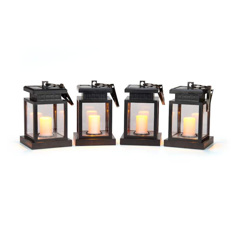 5" LED Solar Hanging Umbrella Lantern Candle Lights - Amber Color - Set of 4 by Trademark Innovations
