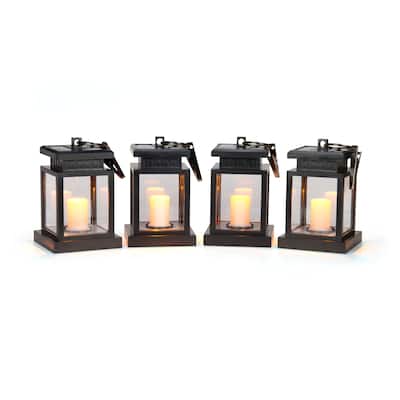 5" LED Solar Hanging Umbrella Lantern Candle Lights - Amber Color - Set of 4 by Trademark Innovations