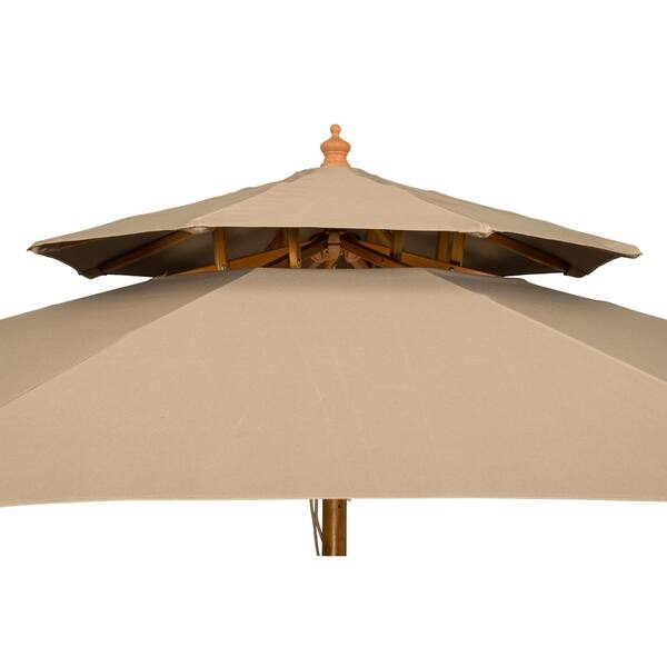 Shop 9 Wood 2 Tier Pagoda Style Patio Umbrella By Trademark