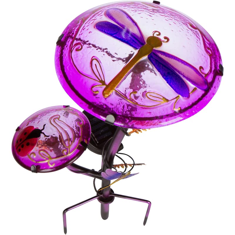 12" Solar Mushroom Garden Stake with Butterfly Design by Trademark Innovations