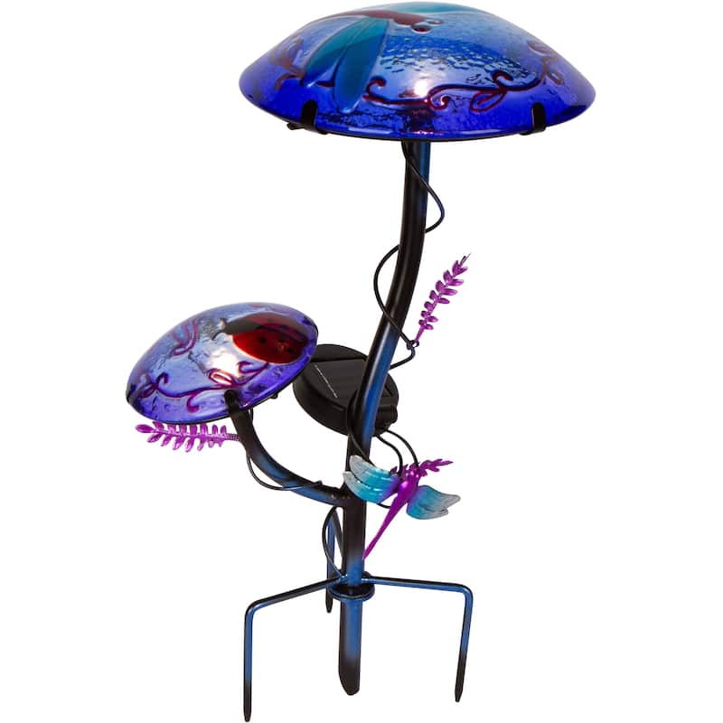 12" Solar Mushroom Garden Stake with Butterfly Design by Trademark Innovations