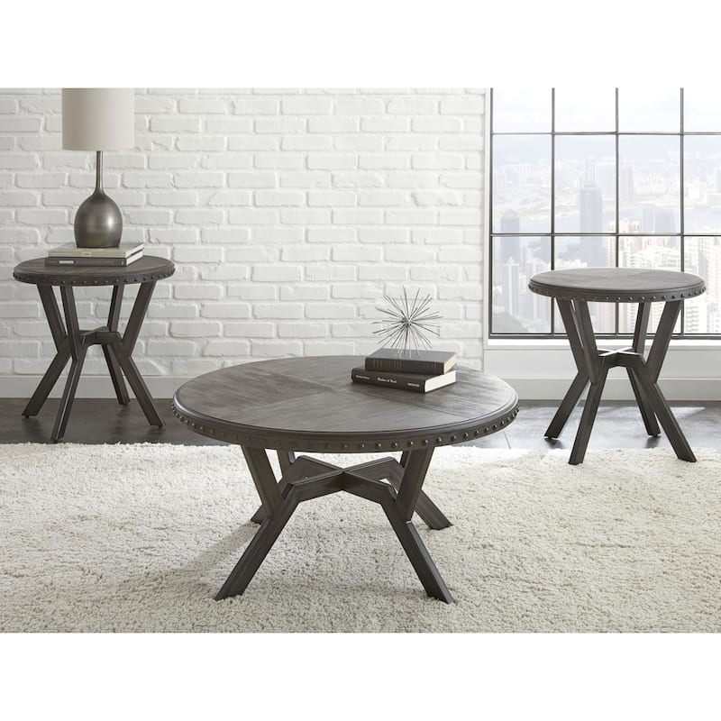 Steve Silver Avilla Grey Metal Round Industrial-style Side Table