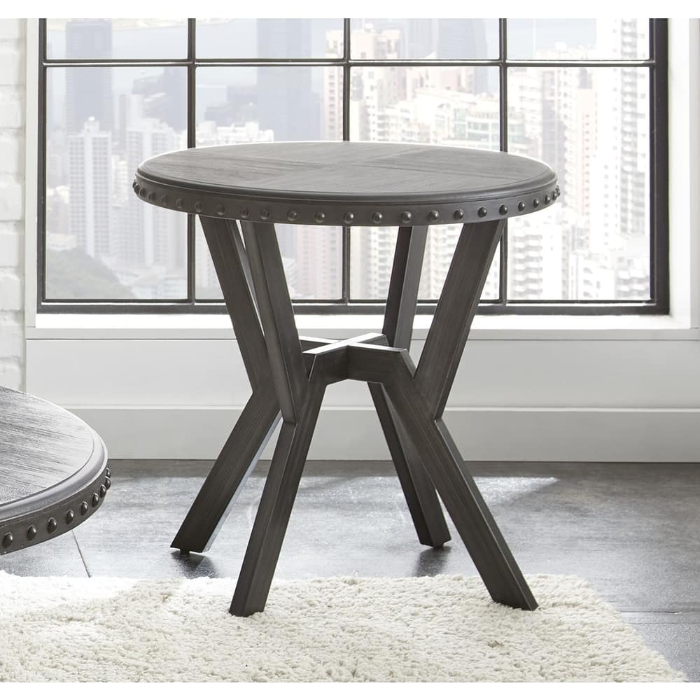 Steve Silver Avilla Grey Metal Round Industrial-style Side Table