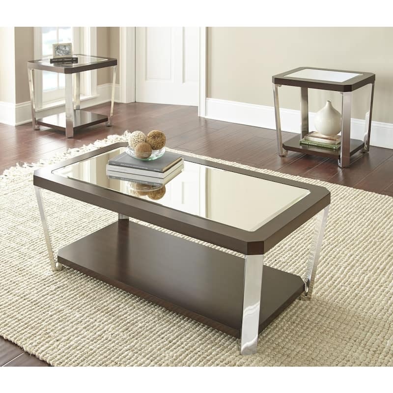 Steve Silver Trimble 48-Inch Rectangle Coffee Table with Mirrored Top