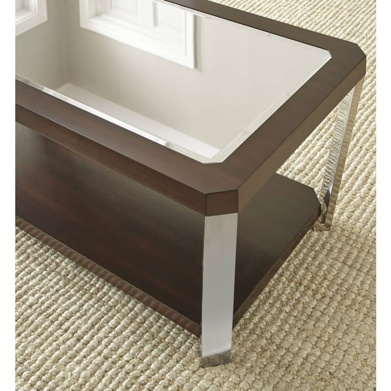 Steve Silver Trimble 48-Inch Rectangle Coffee Table with Mirrored Top