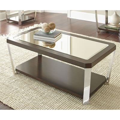 Steve Silver Trimble 48-Inch Rectangle Coffee Table with Mirrored Top