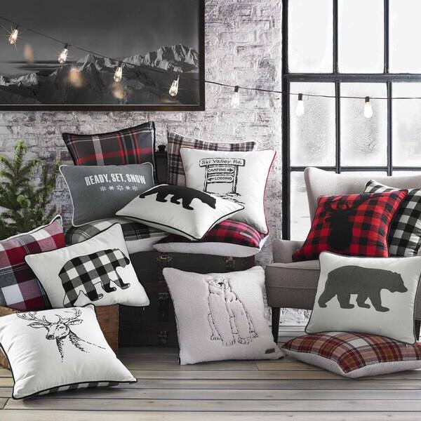 Shop Eddie Bauer Cabin Plaid Stag Head Throw Pillow On Sale