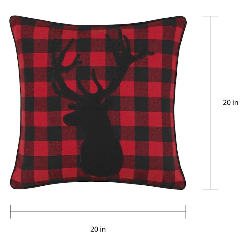 Eddie Bauer Cabin Plaid Stag Head Throw Pillow