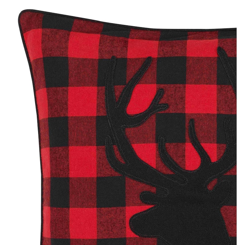 Eddie Bauer Cabin Plaid Stag Head Throw Pillow