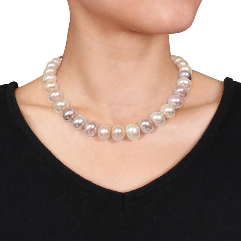 Miadora 14k Yellow Gold Multi-Color Cultured Freshwater Pearl Necklace (12.5-14.5 mm)