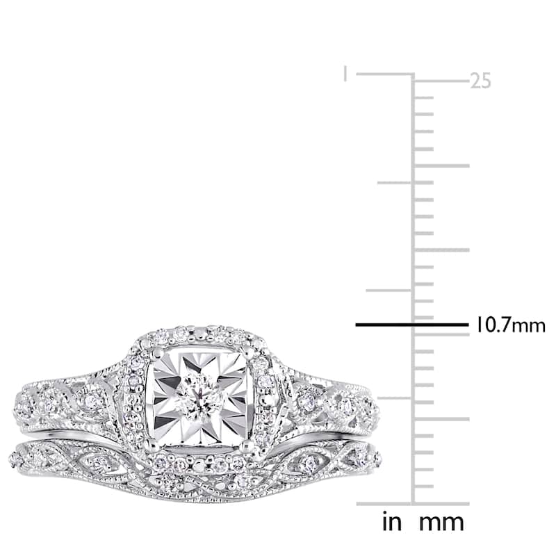 Infinity Halo 1/5ct TDW Diamond Bridal Set in Sterling Silver by Miadora