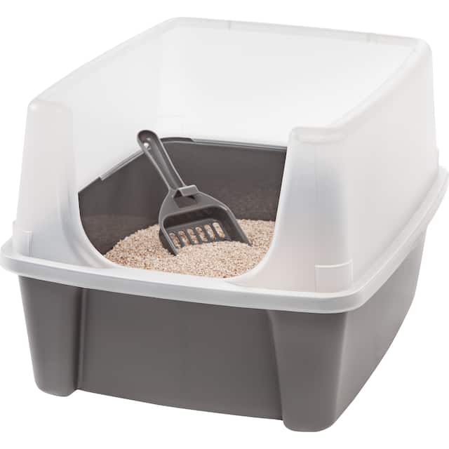 IRIS Litter Box with Shield and Scoop - Grey