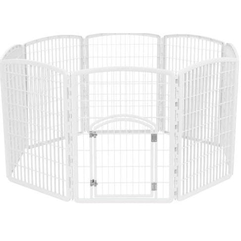 IRIS White 34-inch 8-panel Exercise Pet Playpen with Door