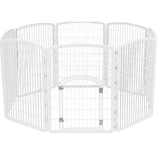 IRIS White 34-inch 8-panel Exercise Pet Playpen with Door