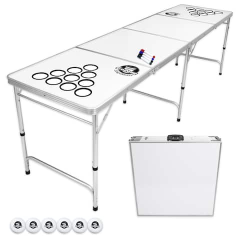 GoPong 8-foot Folding Beer Pong Table With Customizable Dry Erase Surface