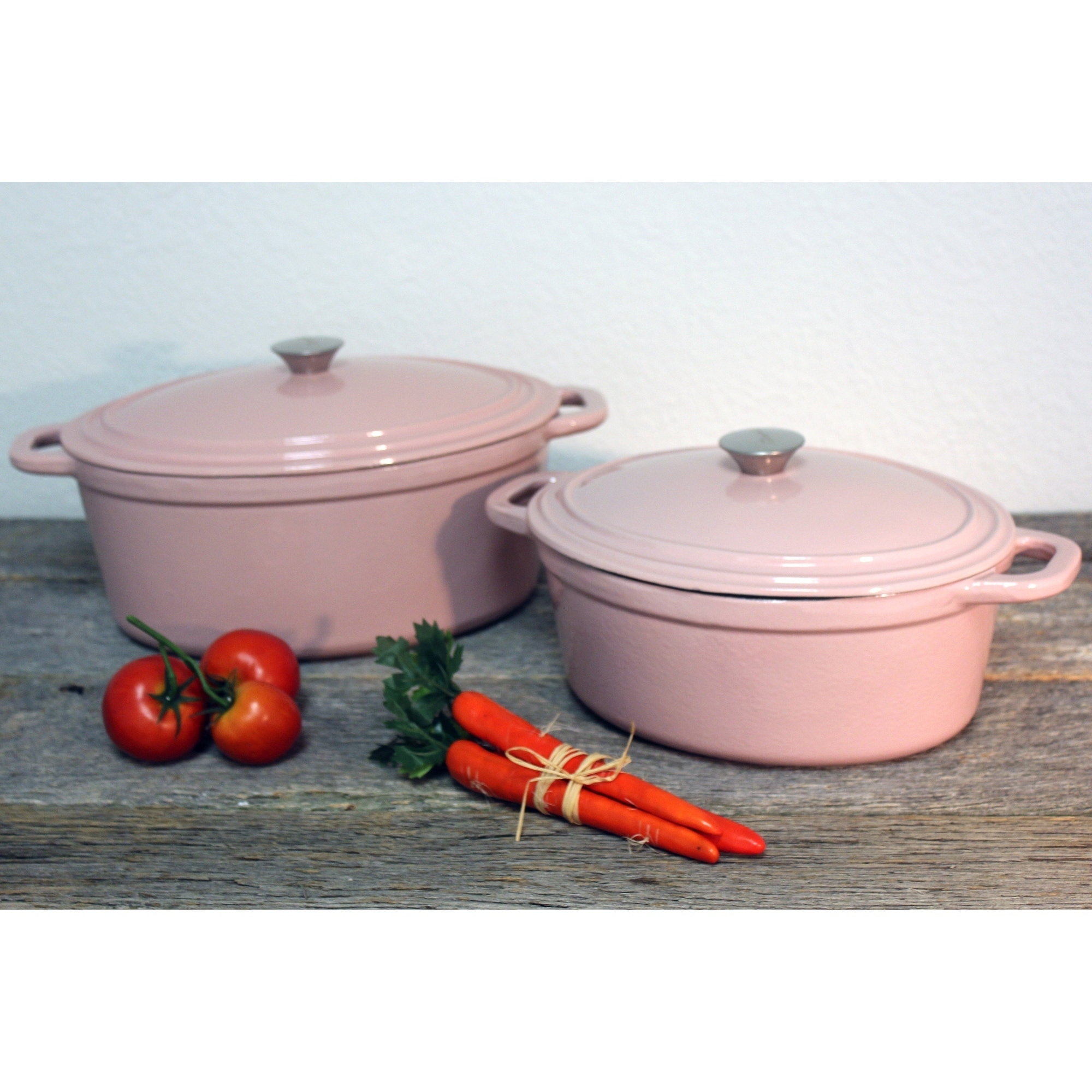 BergHOFF Neo Cast Iron Oval Covered Casserole Dish 5qt Pink