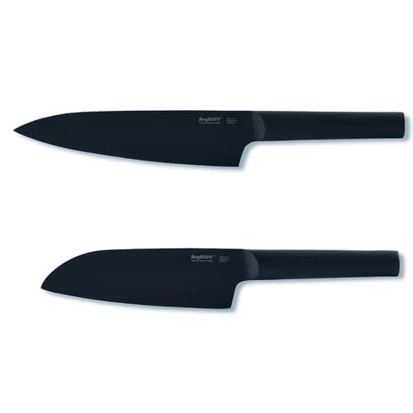 slide 1 of 2, Ron 2pc Cutlery Set: Chef & Santoku, BLK