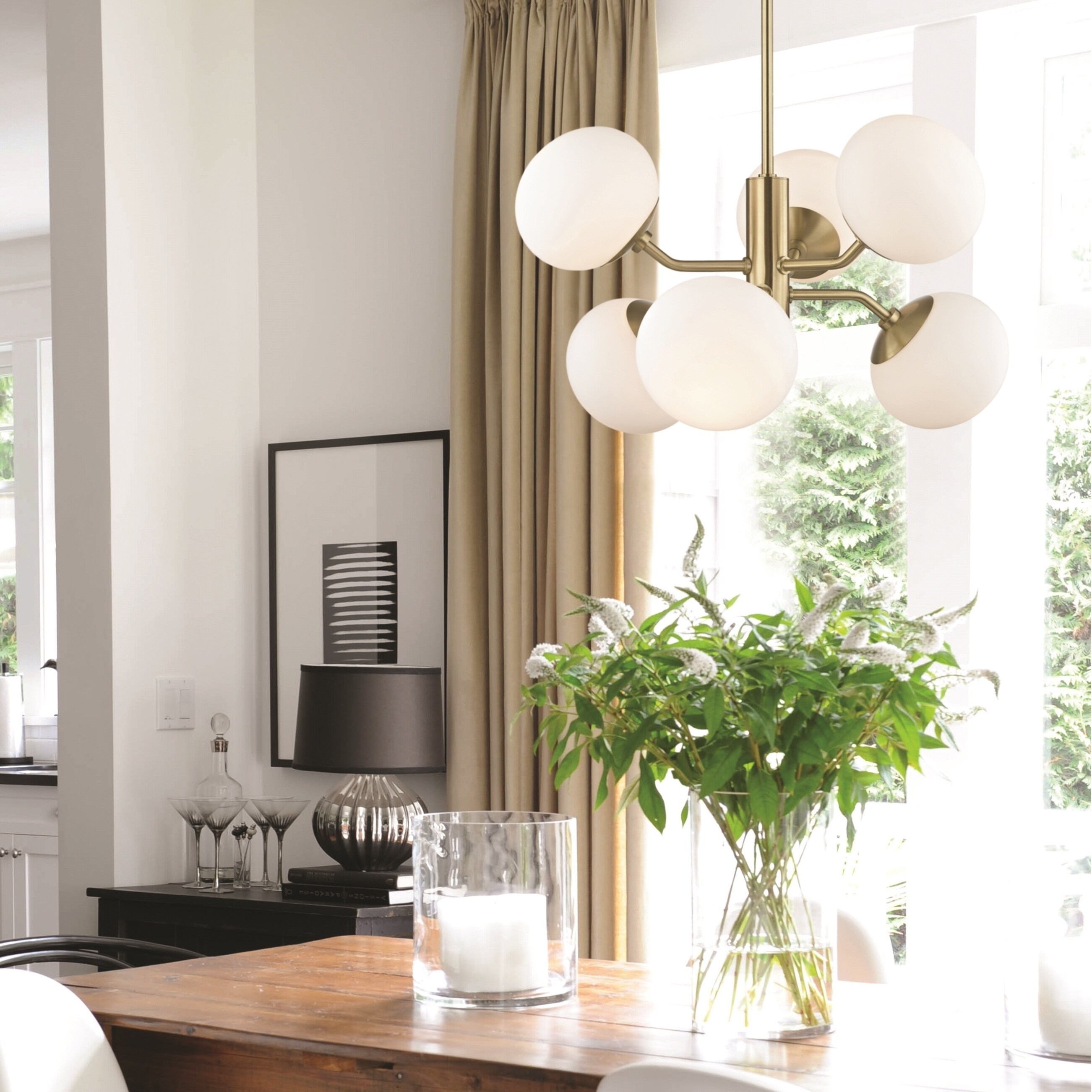 Mitzi by Hudson Valley Estee 6-light Aged Brass Chandelier, Opal Etched Glass - Chandeliers For Bedrooms by Overstock.com