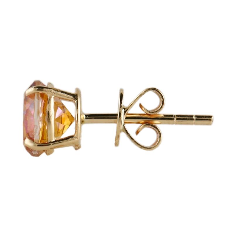 14K Yellow Gold 2ctw Sunset Topaz 6mm Round Stud Earrings