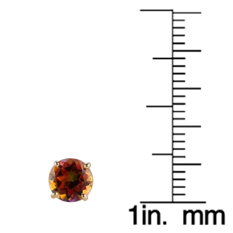 14K Yellow Gold 2ctw Sunset Topaz 6mm Round Stud Earrings