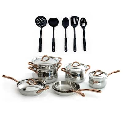 BergHOFF Ouro Gold 16Pc 18/10 Stainless Steel Cookware Set with SS Lids