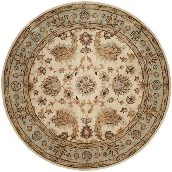 Empire Ivory and Light Blue Wool Hand-tufted Area Rug