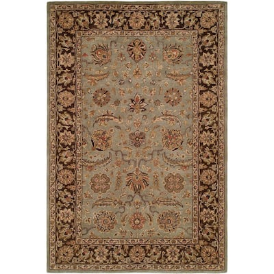 Empire Light Blue/ Brown Wool Hand-tufted Area Rug