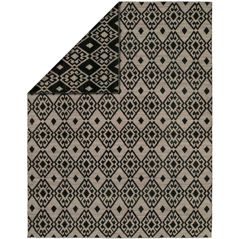 Endura Casual Black Wool Handmade Reversible Area Rug