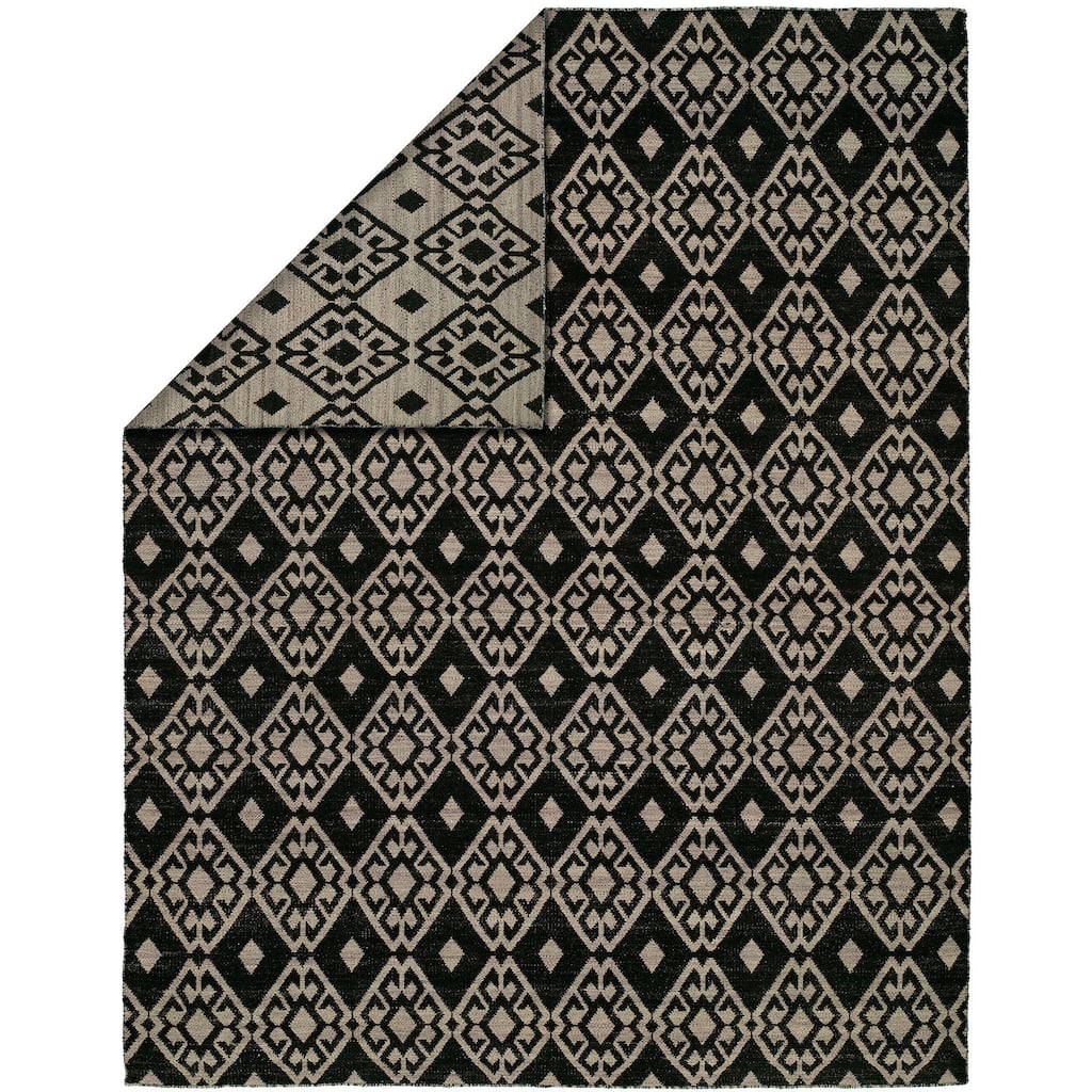 Endura Casual Black Wool Handmade Reversible Area Rug
