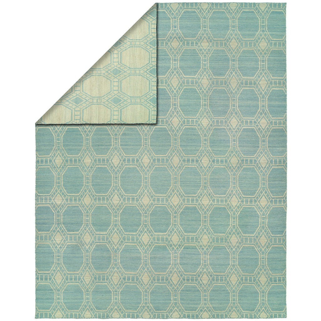 Endura Ivory/Baby Blue Handmade Reversible Area Rug