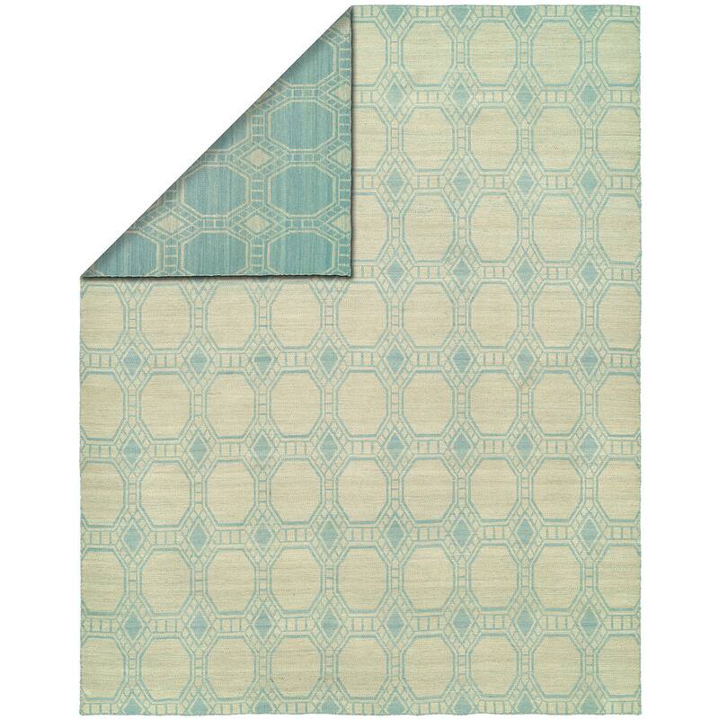 Endura Ivory/Baby Blue Handmade Reversible Area Rug