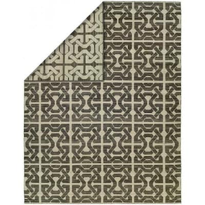 Endura Ivory/Black Handmade Reversible Area Rug