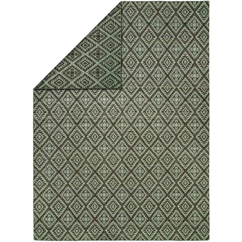 Endura Light Blue/Brown Wool Handmade Reversible Area Rug