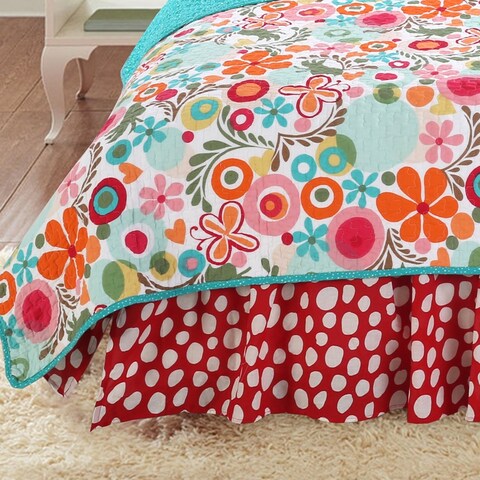 Cotton Tale Lizzie Red and White Dot 15-in Drop BedSkirt