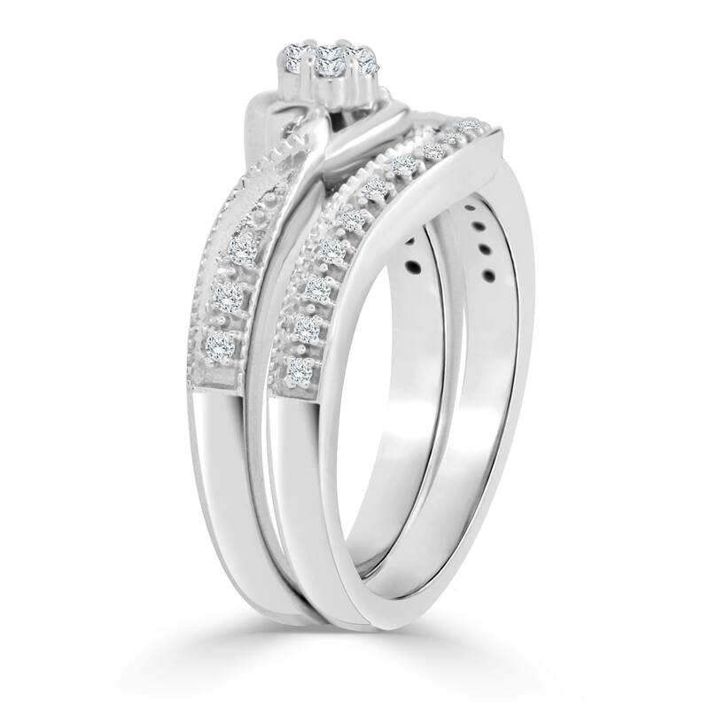 Auriya 1/4ct Round Diamond Engagement Ring and Wedding Band Set 14k Gold