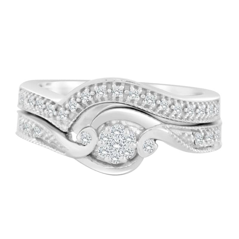 Auriya 1/4ct Round Diamond Engagement Ring and Wedding Band Set 14k Gold