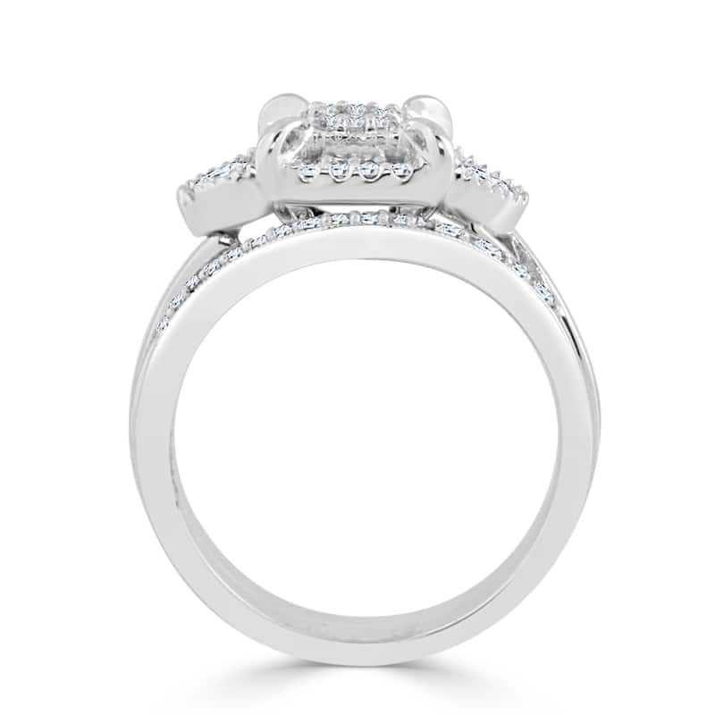 14k Gold Round 3/8ct TDW Vintage-Inspired Diamond Halo Engagement Ring Set by Auriya