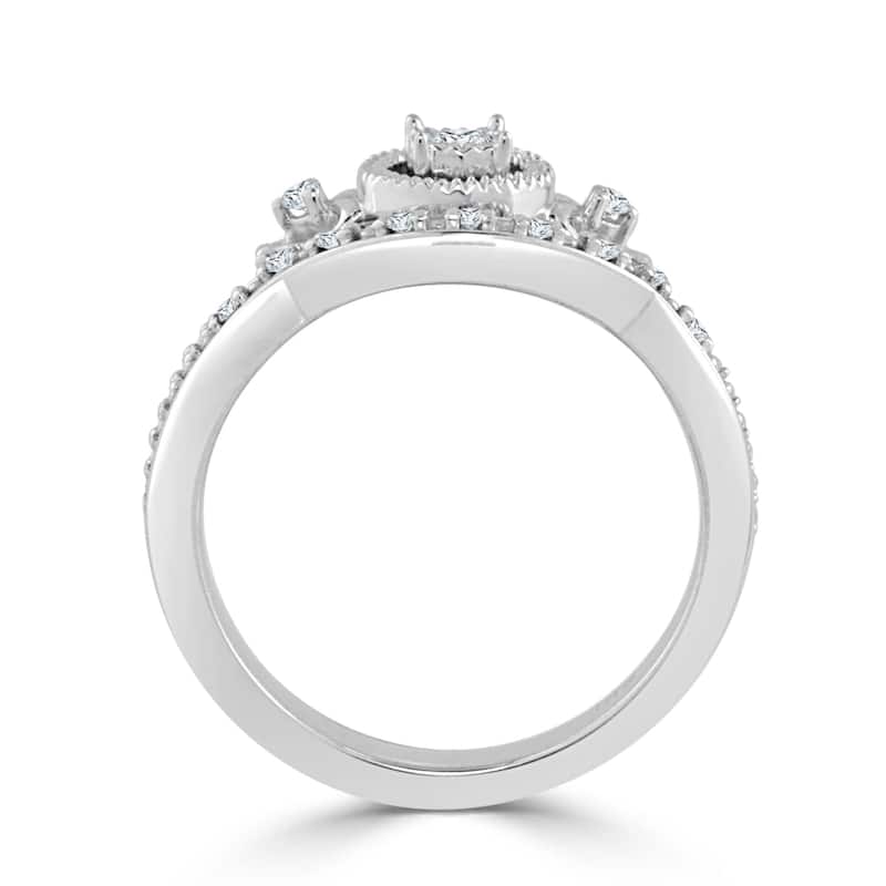 14k Gold Round 1/4ct TDW Diamond Engagement Ring Set by Auriya