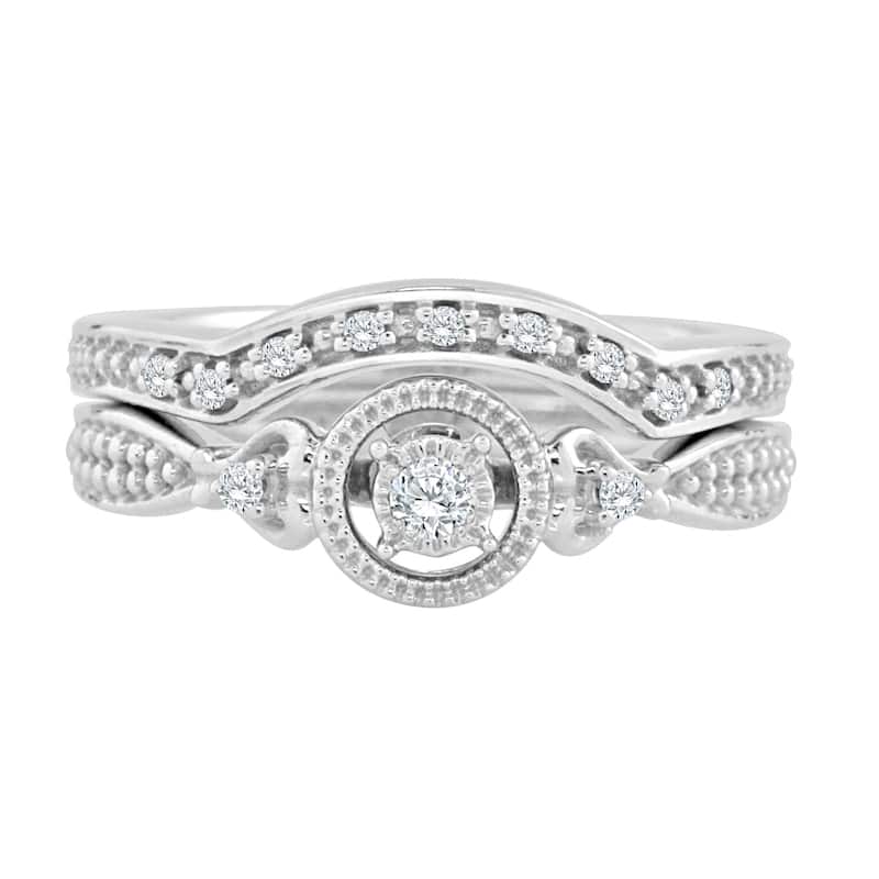 14k Gold Round 1/4ct TDW Diamond Engagement Ring Set by Auriya