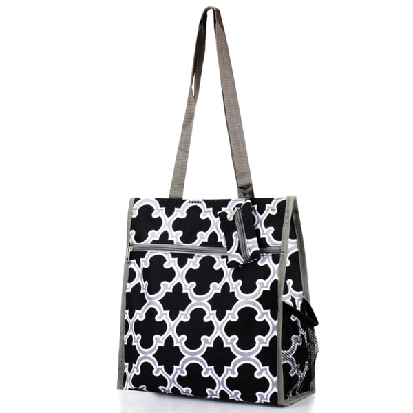 Shop Zodaca Black Quatrefoil Lightweight All Purpose Handbag Zipper Carry Tote Shoulder Bag for ...
