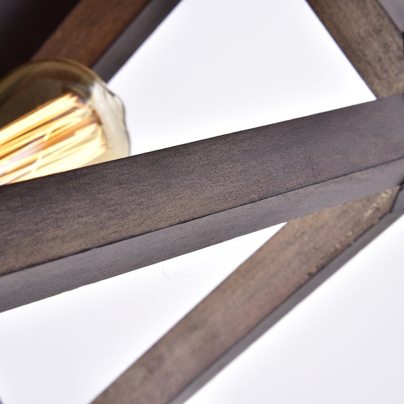 Larissa Black Wood Industrial Square 2-light Flush-mount Fixture