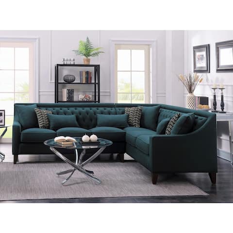 Chic Home Fulla Linen Tufted Back Rest Modern Contemporary Right Facing Sectional Sofa