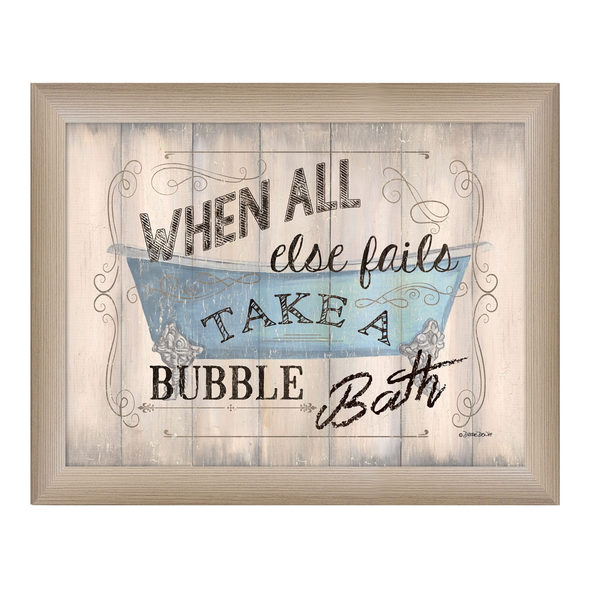 Art Print Framed or Plaque by Debbie DeWitt Take a Bubble Bath DEW396