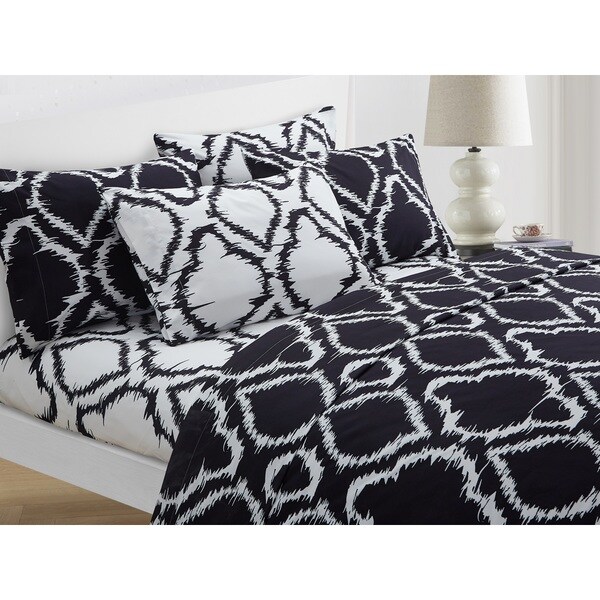 3 Pcs Modern Printed Bed Sheet Set 1 Flat Sheet 2 Pillow Cases Bedding Queen