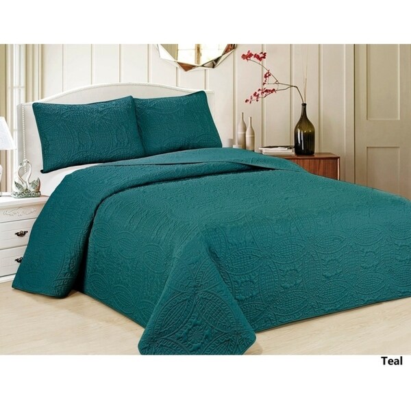 Verno Oversized Geometric Microfiber 3-Piece Bedspread Set-New Colors