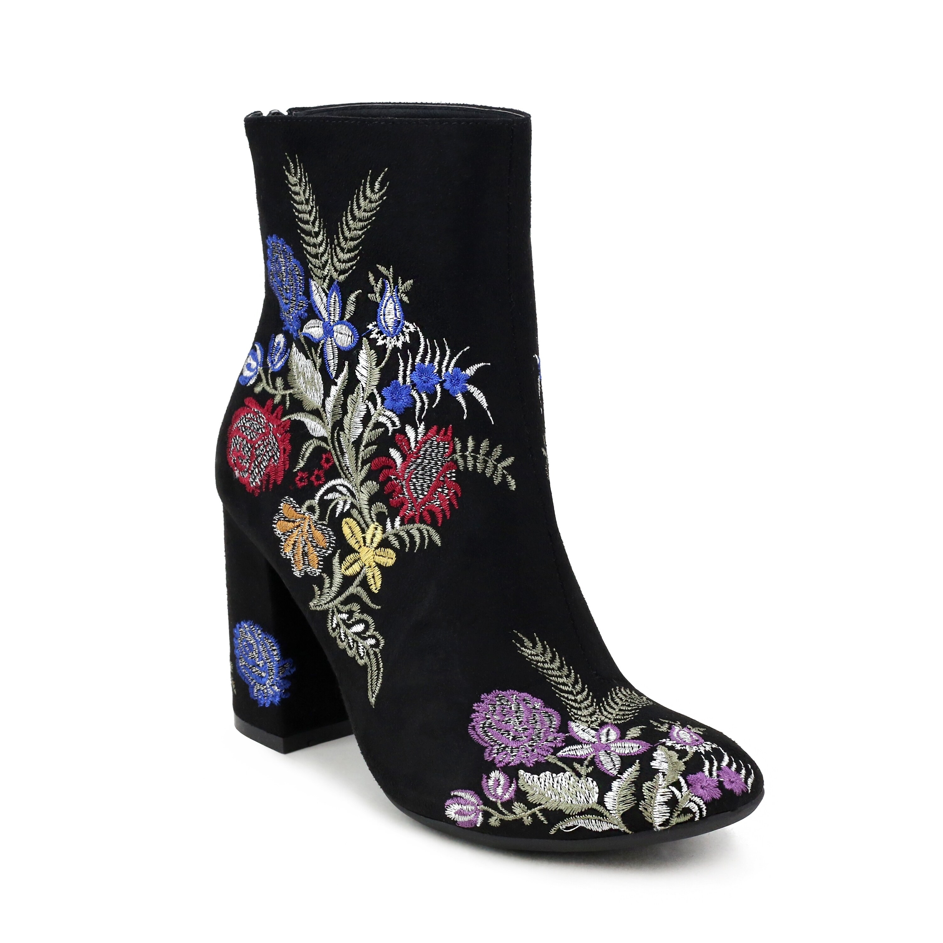 Olivia Miller 'Springfield' Floral Embroidered Chunky Heel Ankle ...