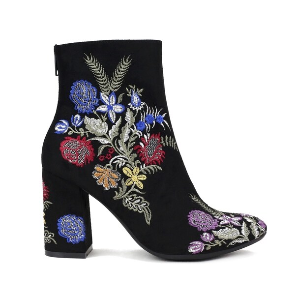 embroidered heel booties