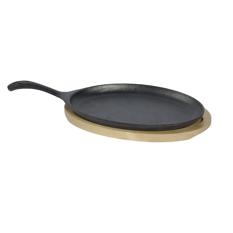 2pc Small oval fajita set with wooden trivet