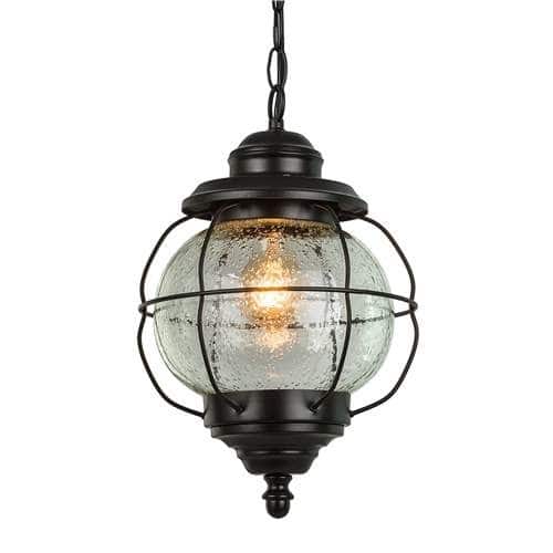 1-Light Globe Glass Pendant Lights Outdoor Patio Exterior Hanging Light - D10.2"xH12.2"