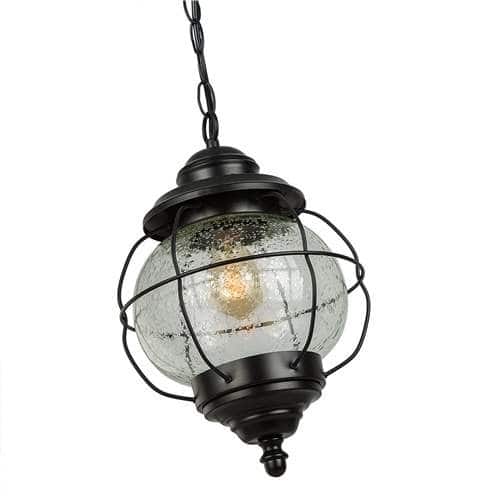 1-Light Globe Glass Pendant Lights Outdoor Patio Exterior Hanging Light - D10.2"xH12.2"